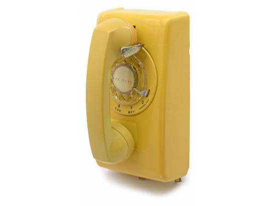 AllTel Single-Line Analog Rotary Wall Phone Yellow Vintage *Non-Functional Prop*