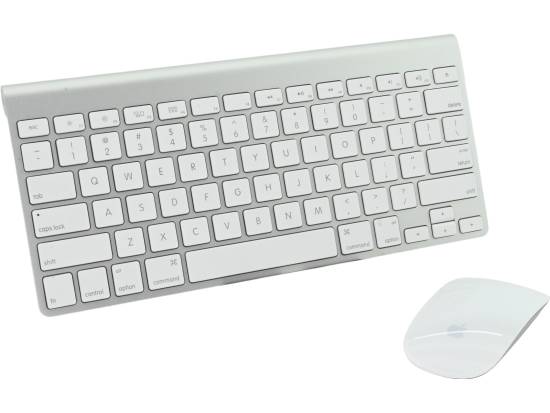 Apple A1314 / A1296 Wireless Keyboard and Magic Mouse Bluetooth Mac Combo Set - Refurbished