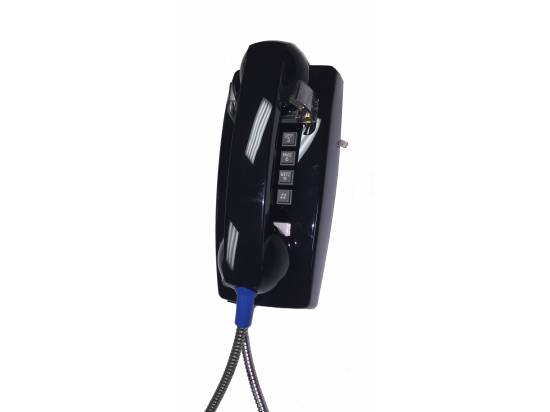 Cortelco 2554 Black Wall Phone w/ Armored Cord - New