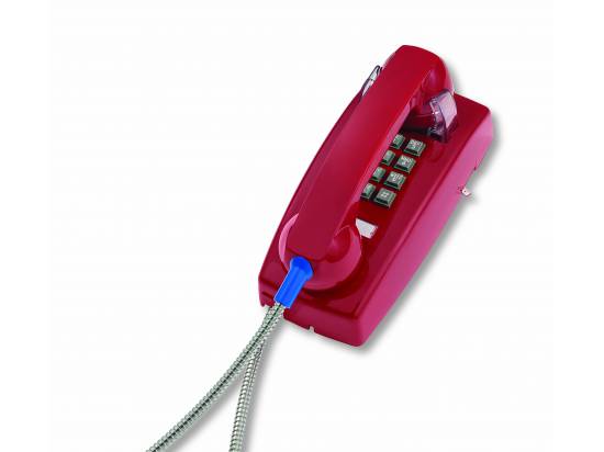 Cortelco 2554 Red Wall Phone w/ Armored Cord - New
