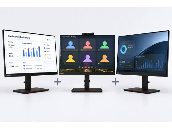 Lenovo ThinkVision T24i + T24v Triple Monitor Setup w/ Webcam - Grade A