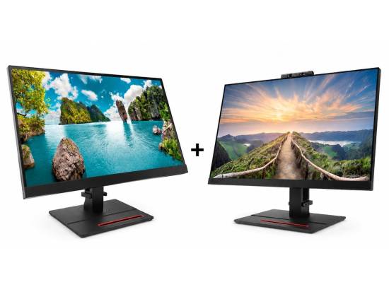 Lenovo ThinkVision T24i + T24v Dual Monitor Setup w/ Webcam - Grade A