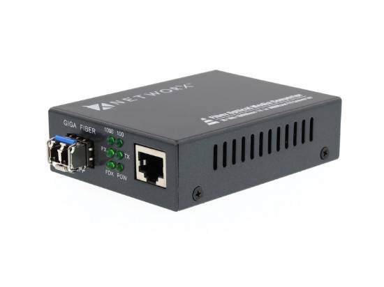 Networx Gigabit Fiber 1-Port 1000Base-LX Media Converter - Refurbished