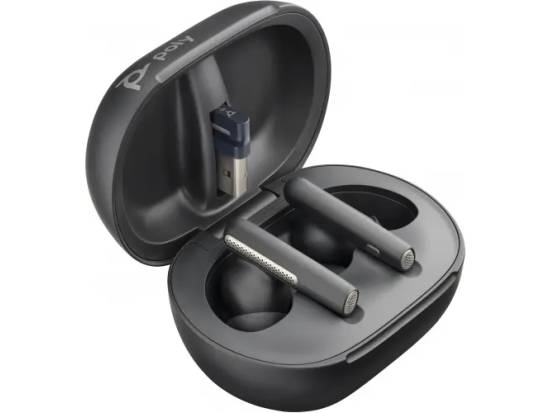 Plantronics Voyager Free 60+ UC M Carbon Black Earbuds + BT700 USB-C Adapter + Touchscreen Charge Case