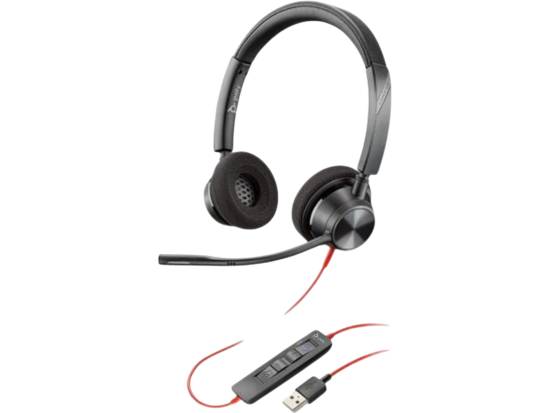 Poly Blackwire 3320 Stereo USB-C Headset (USB-A/C Adapter)