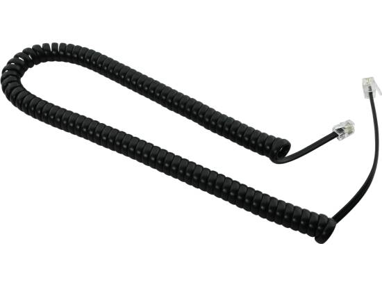 Telephone Handset Cord Flat Black/Charcoal Curly Handset Cord  - 12 Foot