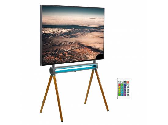 VIVO Easel Studio 49" to 70" TV Stand with RGB Light - Wood