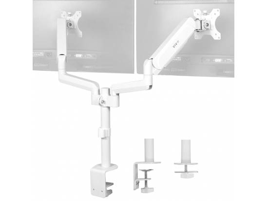 VIVO Pneumatic Arm Dual Monitor Desk Mount - White