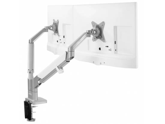 VIVO Silver Pneumatic Arm Dual Monitor Desk Mount