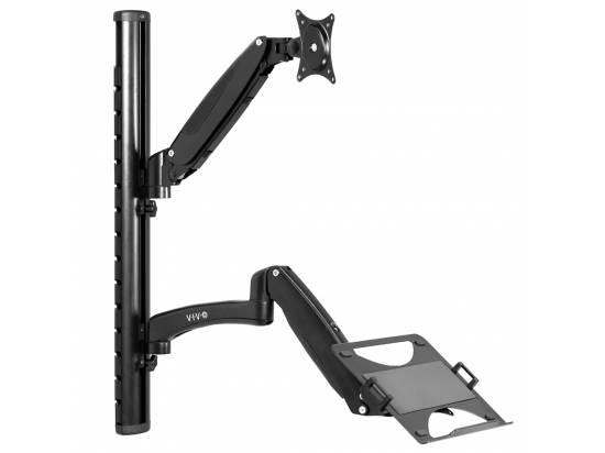VIVO Sit to Stand Single Monitor & Laptop Wall Mount Workstation