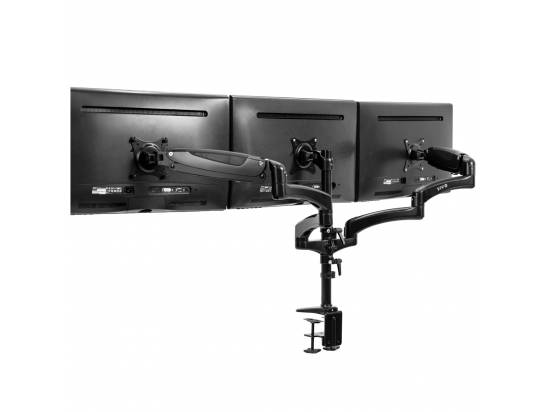 VIVO Triple Monitor Desk Mount - 2 Pneumatic Arms + 1 Fixed - Black